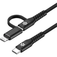 Celly Duo kabel 100W C naar C + Lightning 1m, zwart