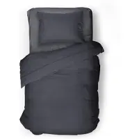 Eleganzzz Dekbedovertrek Uni Perkal Katoen Met Bies - antraciet 140x200/220cm