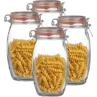 Urban Living Weckpot/inmaakpot - 4x - 1.3L - glas - beugelsluiting - D13 x H22 cm