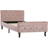 vidaXL Bedframe fluweel roze 90x200 cm