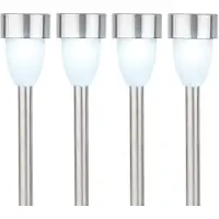Lumineo Prikspot - solar - LED - RVS - 36 cm - 4x- Tuinverlichting - Tuinlampen - Solarlampen op zonne-energie