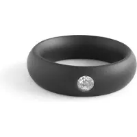 Black Label - Donut Cockring met Sierkristal - Mat zwart 42.5 mm