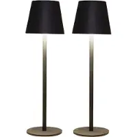 Anna's Collection Anna Collection Portable tafellamp Ambiance - 2x - zwart - 37 cm - aanraaksensor - draadloos/oplaadbaar met USB - binnen/buiten