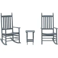 vidaXL Schommelstoelen 2 st met inklapbare tafel populierenhout grijs