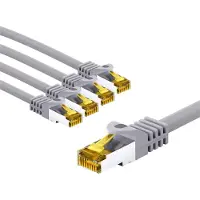 Goobay RJ45 Patch Cord CAT 6A S/FTP (PiMF), 500 MHz, with CAT 7 Raw Cable, 3 m, grey, Set of 5