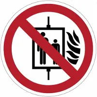 Allesveilig.nl Verboden de lift te gebruiken bij brand pictogram