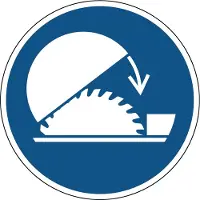 Allesveilig.nl Gebruik de verstelbare kap van de tafelzaag gebodspictogram