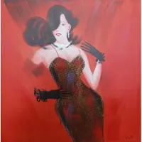 Karo-art Schilderij -Handgeschilderd - In het rood 100x100cm