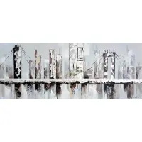 Karo-art Schilderij - Handgeschilderd - Brooklin Bridge 3, 150x60cm