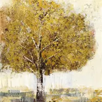 Karo-art Schilderij - Handgeschilderd - Eenzame boom 3 100x100cm