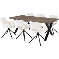 Ebuy24 Toulon eethoek eetkamertafel 95x200cm naturel en 6 Amorim stoel offwhite.