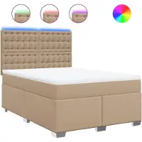 vidaXL Boxspring met matras kunstleer cappuccinokleurig 160x200 cm