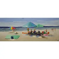 Karo-art Schilderij - Handgeschilderd - Stranddag 150x60cm