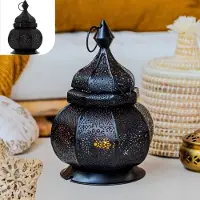 GADGY Oosterse Lantaarn - Marokkaanse Lantaarn Windlicht - Decoratie voor binnen - Tafellamp - Waxinelichthouders Woonkamer - Theelichthouder Cadeau - Metaal 26x18 CM