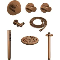 Brauer Thermostatisch inbouwdoucheset copper 20 cm hoofddouche plafondarm staafhanddouche koper