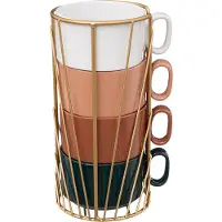 Usorteret Set van 4 keramische kopjes op standaard COLL, 250 ml
