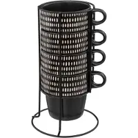 Usorteret Set van 4 keramische kopjes op standaard ETHNIKA, 250 ml