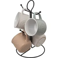 Secret De Gourmet 4 keramische bekers op metalen standaard LEO, 140 ml