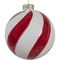 Clayre & Eef Kerstbal Overig Ø 8x8 cm Rood Wit Glas Kerstballen