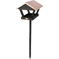 Esschert Design Voederhuisje Zwart met koperen dak - op paal - - FB645 - Vogelvoederhuisje voor Vogels
