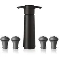 VacuVin Vacu Vin Wine Saver Zwart | Vacuüm Wijnpomp | 4 Vacuum Wine Stoppers
