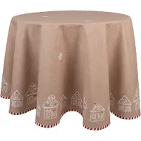 Clayre & Eef Tafelkleed Ø 170 cm Bruin Katoen Gingerbread house