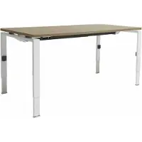 Schaffenburg Linesto N4 bureau, hoogte instelbaar (65-85cm) met 120x80cm krijtwit zwevend 25mm blad en aluminium (RAL9006) vierpoot N-frame (poot rechthoekig 66 x 26 mm.), (met geintegreerde kabelgoot)