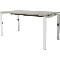Schaffenburg Linesto N4 bureau, hoogte instelbaar (65-85cm) met 160x80cm lichtgrijs zwevend 25mm blad en wit (RAL9010) vierpoot N-frame (poot rechthoekig 66 x 26 mm.), (met geintegreerde kabelgoot)