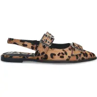 Sacha leren slingback loafers met panterprint beige female | Maat: 40