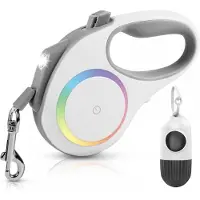 Fida LED intrekbare hondenriem met Dispenser en Poepzakjes - led-uitschuifbaar 360° wirwar vrij rollend lood eenhandige rem pauzeslot voor kleine middelgrote grote honden tot 40kg - 4 meter