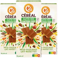 CEREAL 3x Melkchocolade Tablet Hazelnoot Glutenvrij en Lactosevrij 100 gr