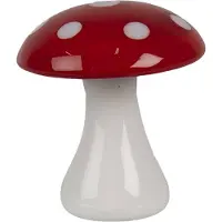 Clayre & Eef Decoratie Beeld Paddenstoel Ø 4x4 cm Rood Wit Glas Rood