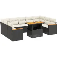 vidaXL 11-delige Loungeset met kussens poly rattan zwart