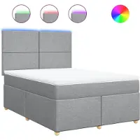 vidaXL Boxspring met matras stof lichtgrijs 160x200 cm