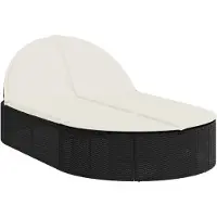 vidaXL Ligbed 2-persoons met kussens poly rattan zwart