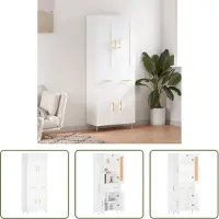 The Living Store Hoge kast - wit - 69.5 x 34 x 180 cm - Duurzaam materiaal