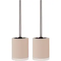 Spirella MSV Shine Toilet/wc-borstel houder - 2x - keramiek/metaal - beige - 38 cm - Toiletborstels