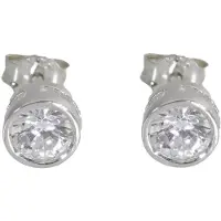 Behave – Oorbellen – 925 Sterling Zilver – Zirconia Oorknopje 7 mm - Rond