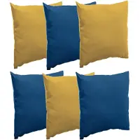 Merkloos Bank/sier/tuin kussens voor binnen/buiten set 6x stuks geel/blauw 40 x 40 cm - Sierkussens