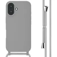 IMoshion Siliconen hoesje met koord voor de Apple iPhone 16 - Lichtgrijs
