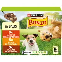 Bonzo 4x Hondenvoer Nat Pouch in Saus Multipack 12 x 85 gr
