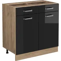 Vicco R-Line Keukenonderkast – 80 cm zonder werkblad Zwart hoogglans