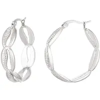 Yehwang Shell hoop oorbellen - fanciy.nl - stainless steel - nikkel vrij - waterproof - zilver - earrings - oorbellen - hoop - hoops - summer - shell - schelpen -