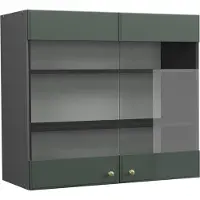 Vicco Fame-Line Glazen keukenkast – 80 cm Groen-Goud Landhuis