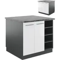 Vicco Fame-Line Keukeneiland – 90 cm zonder werkblad Wit hoogglans/antraciet