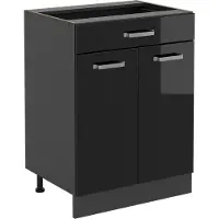 Vicco R-Line Keukenonderkast – 60 cm met lade, zonder werkblad Zwart hoogglans
