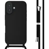IMoshion Siliconen hoesje met koord voor de Apple iPhone 16 - Zwart