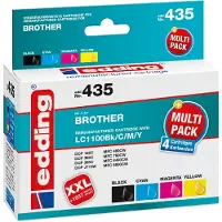 Edding Inktcartridge vervangt Brother LC-1100BK, LC-1100C, LC-1100M, LC-1100Y Compatibel Combipack Zwart, Cyaan, Magenta, Geel EDD-435 18-435