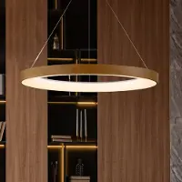 Mantra-Iluminacion Hanglamp Niseko II, dimbaar, hout licht, Woon-/ Eetkamer, metaal, Modern