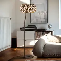 Schuller Valencia LED-vloerlamp Narisa, bruin / roest, Woon-/ Eetkamer, metaal, Modern, LED vloerlamp